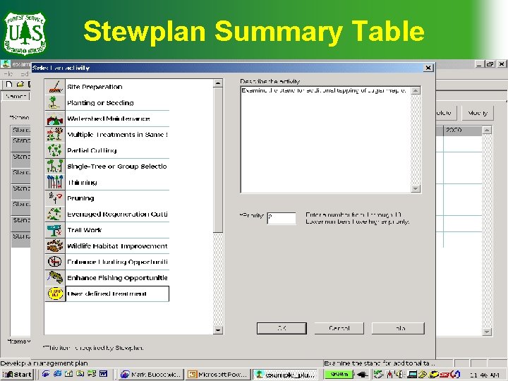Stewplan Summary Table 