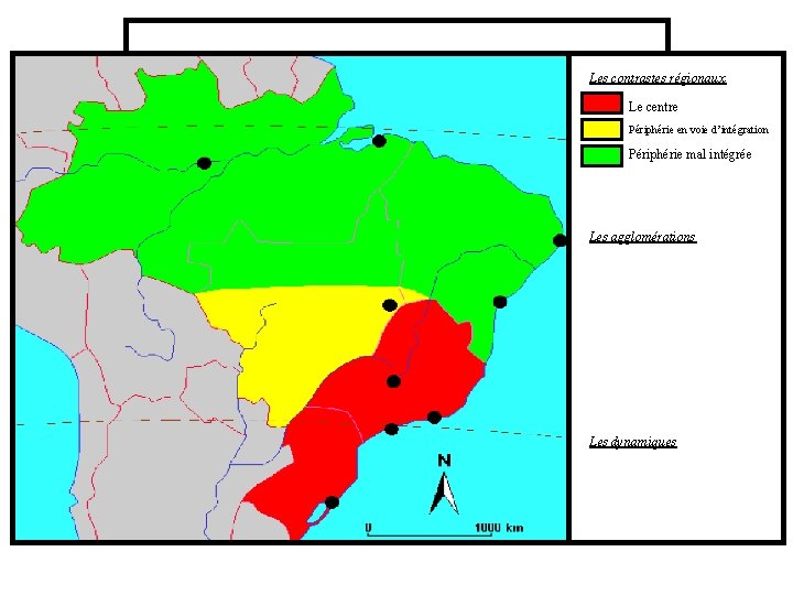 Les contrastes régionaux Le centre Périphérie en voie d’intégration Périphérie mal intégrée Les agglomérations