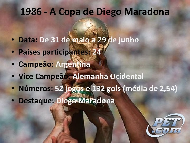 1986 - A Copa de Diego Maradona • • • Data: De 31 de