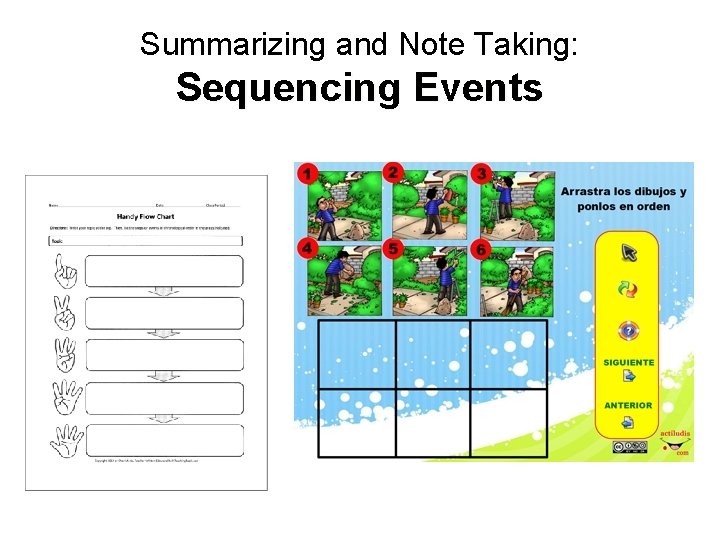 Summarizing and Note Taking: Sequencing Events 