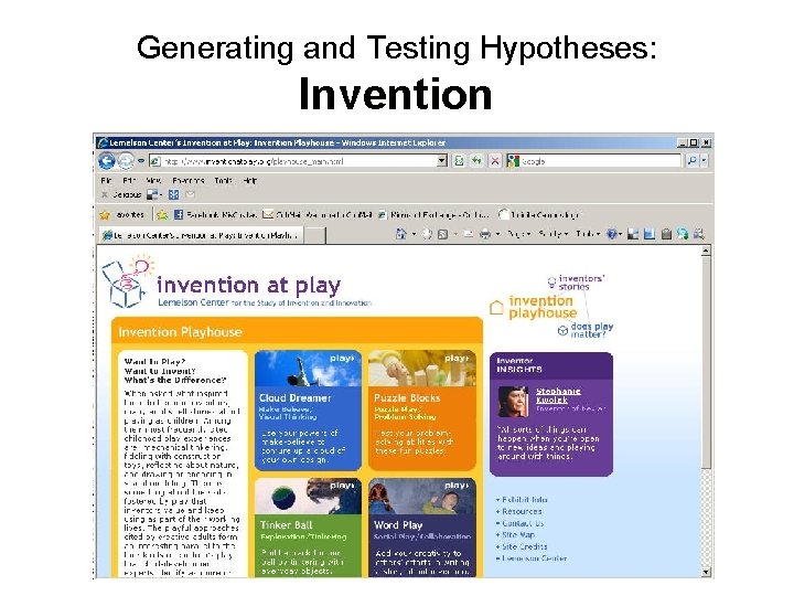 Generating and Testing Hypotheses: Invention 
