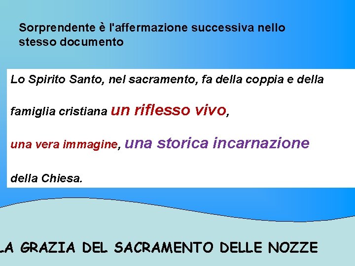 Sorprendente è l'affermazione successiva nello stesso documento Lo Spirito Santo, nel sacramento, fa della