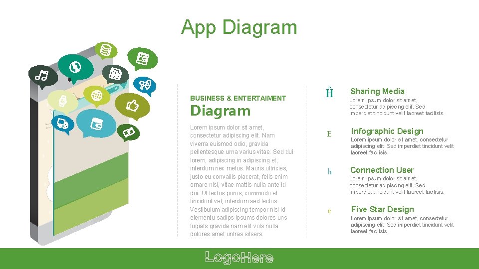 App Diagram BUSINESS & ENTERTAIMENT Ĥ Diagram Lorem ipsum dolor sit amet, consectetur adipiscing