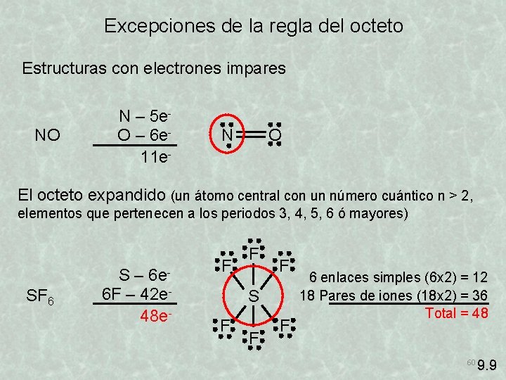 Excepciones de la regla del octeto Estructuras con electrones impares NO N – 5