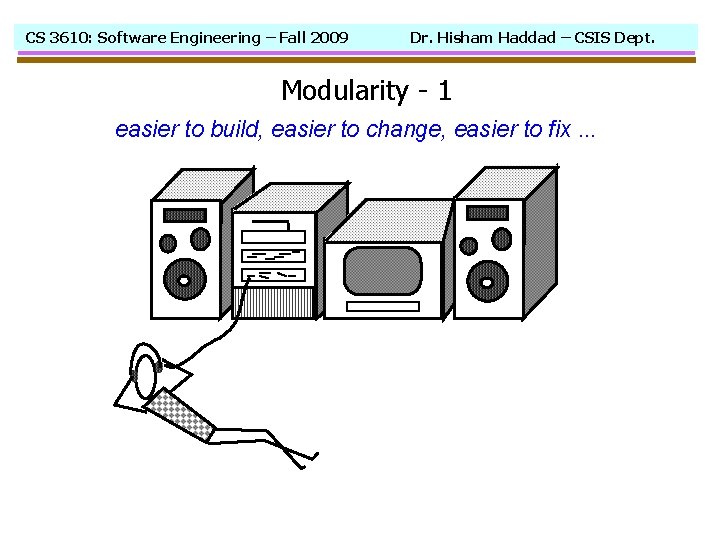 CS 3610: Software Engineering – Fall 2009 Dr. Hisham Haddad – CSIS Dept. Modularity