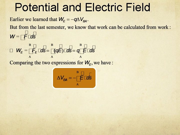 Potential and Electric Field 