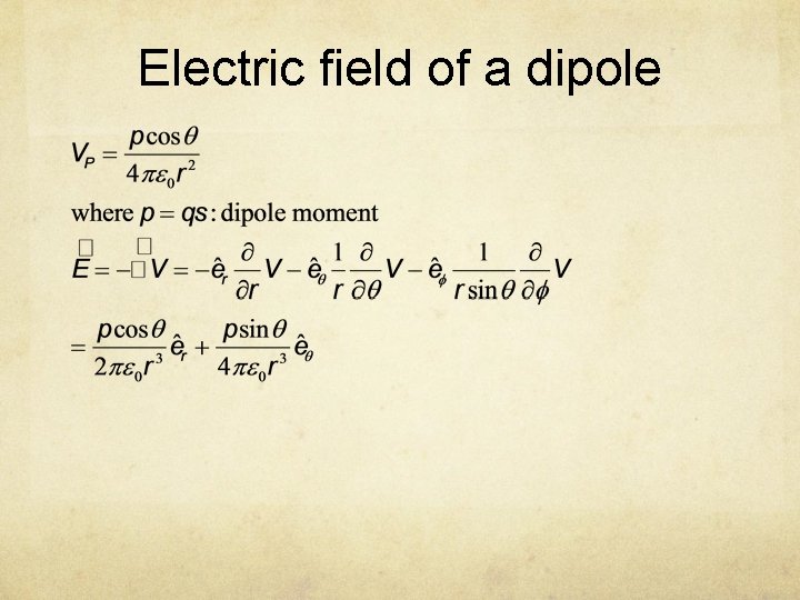 Electric field of a dipole 