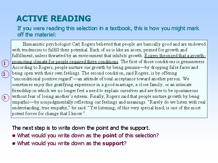 ACTIVE READING If you were reading this selection in a textbook, this is how