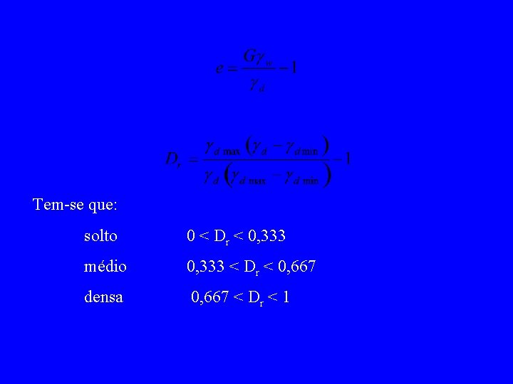 Tem-se que: solto 0 < Dr < 0, 333 médio 0, 333 < Dr