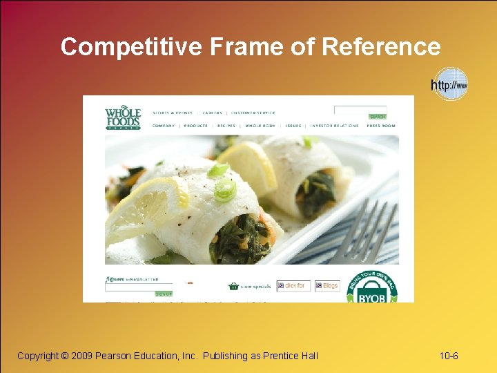 Competitive Frame of Reference Copyright © 2009 Pearson Education, Inc. Publishing as Prentice Hall