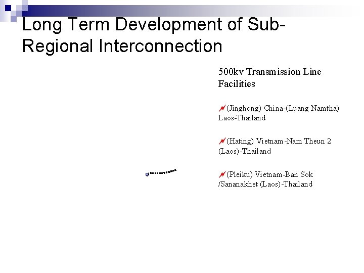 Long Term Development of Sub. Regional Interconnection 500 kv Transmission Line Facilities ~(Jinghong) China-(Luang