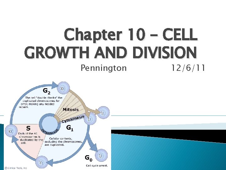 Chapter 10 CELL GROWTH AND DIVISION Pennington 12611