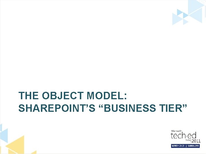 THE OBJECT MODEL: SHAREPOINT’S “BUSINESS TIER” 
