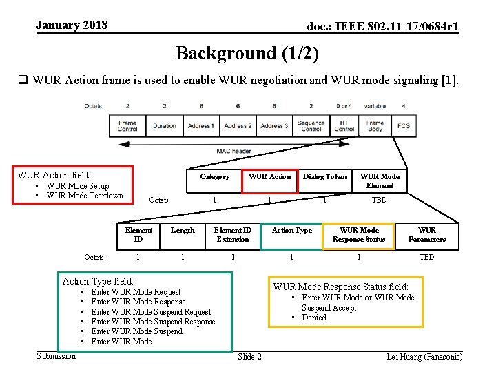 January 2018 doc. : IEEE 802. 11 -17/0684 r 1 Background (1/2) q WUR