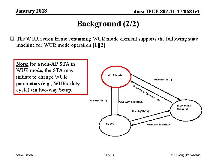 January 2018 doc. : IEEE 802. 11 -17/0684 r 1 Background (2/2) q The