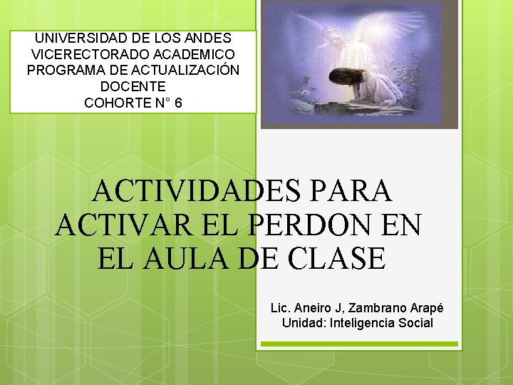 UNIVERSIDAD DE LOS ANDES VICERECTORADO ACADEMICO PROGRAMA DE ACTUALIZACIÓN DOCENTE COHORTE N° 6 ACTIVIDADES