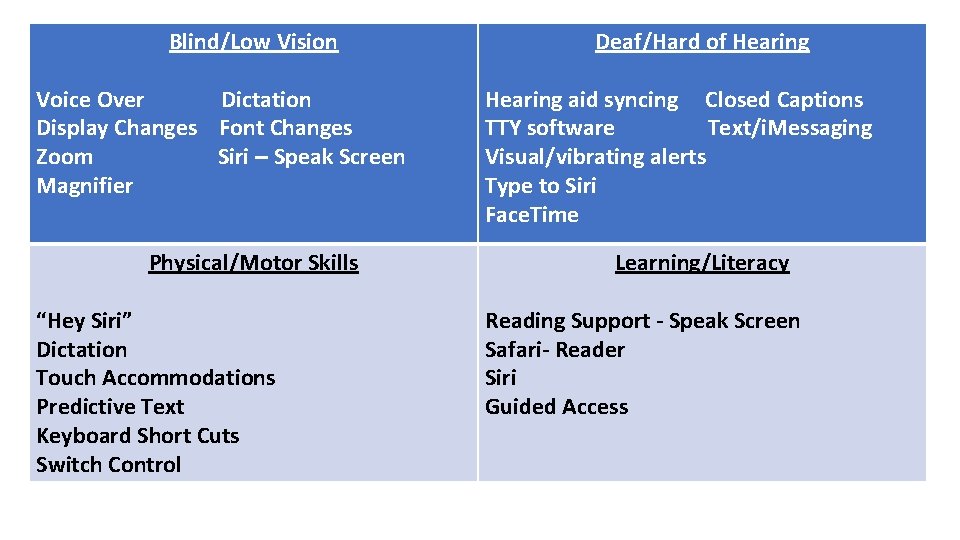 Blind/Low Vision Voice Over Dictation Display Changes Font Changes Zoom Siri – Speak Screen