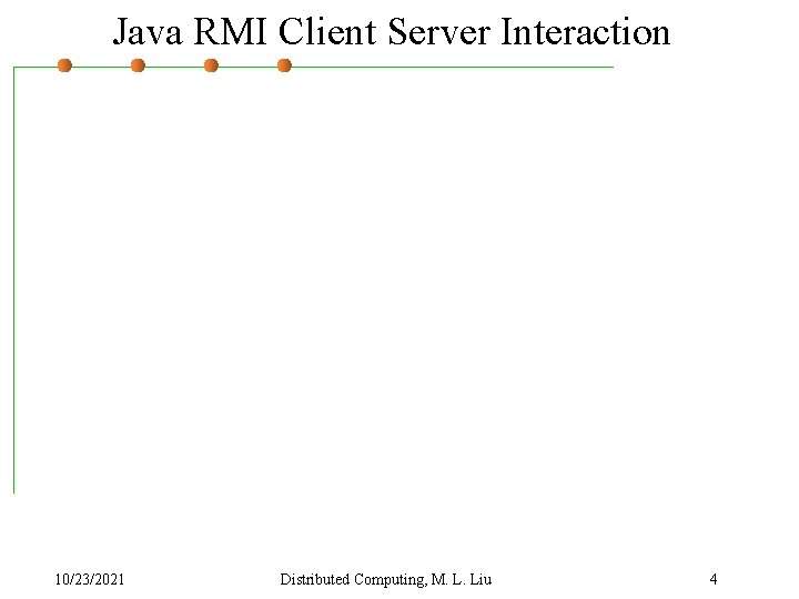 Java RMI Client Server Interaction 10/23/2021 Distributed Computing, M. L. Liu 4 