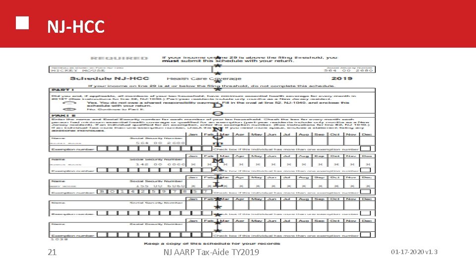 NJ-HCC 21 NJ AARP Tax-Aide TY 2019 01 -17 -2020 v 1. 3 