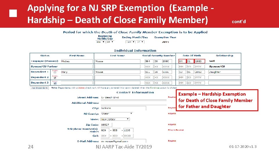 Applying for a NJ SRP Exemption (Example Hardship – Death of Close Family Member)