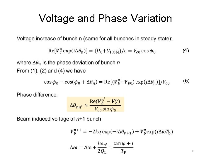 Voltage and Phase Variation • (4) (5) 27 