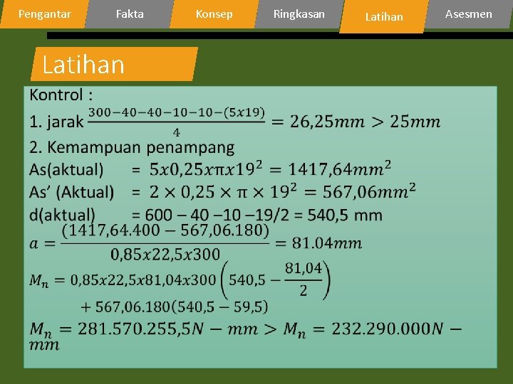 Pengantar Fakta Latihan • Konsep Ringkasan Latihan Asesmen 