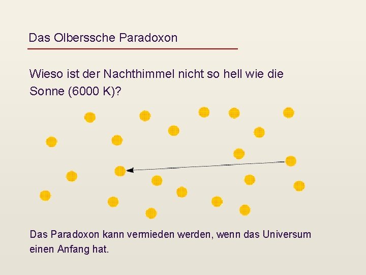 Das Olberssche Paradoxon Wieso ist der Nachthimmel nicht so hell wie die Sonne (6000