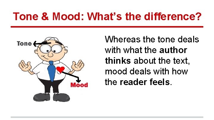 Tone & Mood: What’s the difference? Whereas the tone deals with what the author