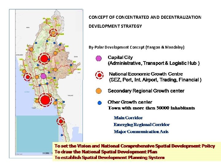 CONCEPT OF CONCENTRATED AND DECENTRALIZATION DEVELOPMENT STRATEGY By-Polar Development Concept (Yangon & Mandalay) 