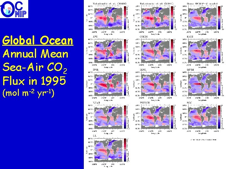 Global Ocean Annual Mean Sea-Air CO 2 Flux in 1995 (mol m-2 yr-1) 