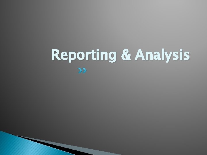 Reporting & Analysis 