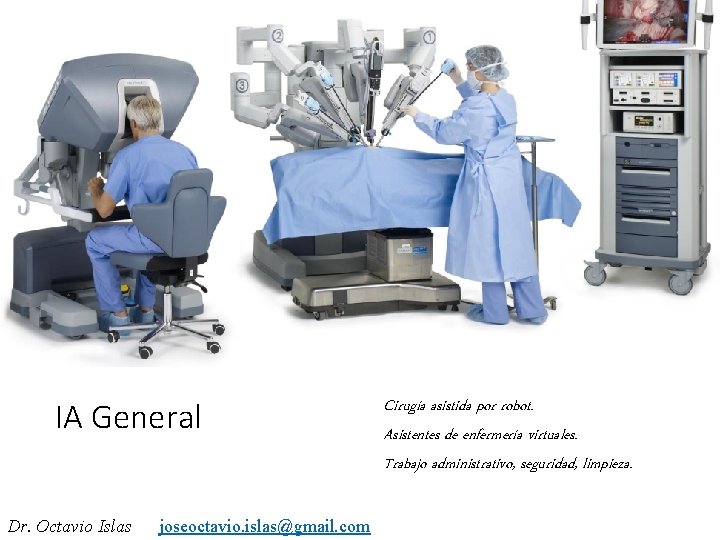 IA General Dr. Octavio Islas joseoctavio. islas@gmail. com Cirugía asistida por robot. Asistentes de