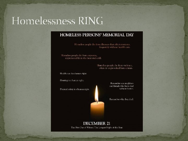 Homelessness RING 