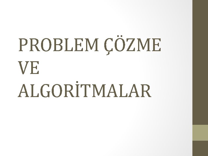 PROBLEM ÇÖZME VE ALGORİTMALAR 