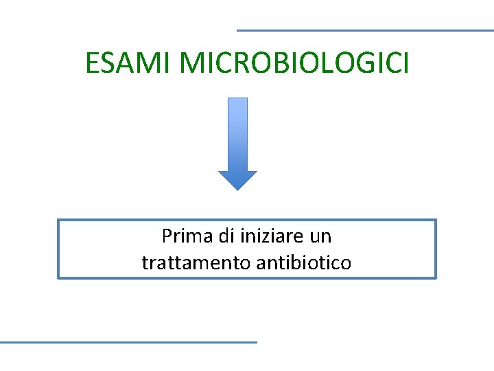 ESAMI MICROBIOLOGICI Prima di iniziare un trattamento antibiotico 