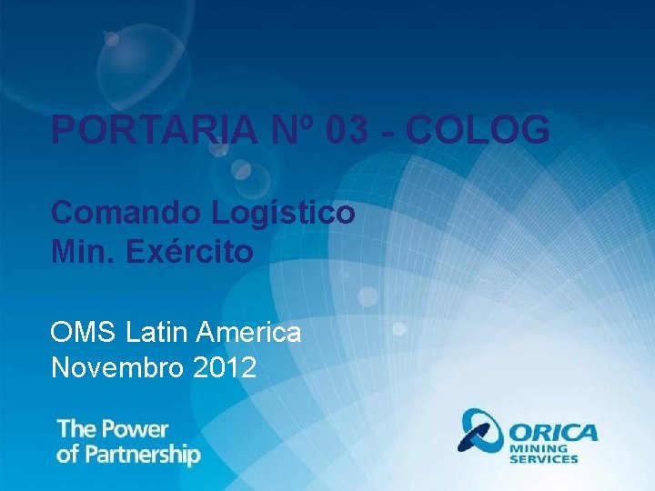 PORTARIA Nº 03 - COLOG Comando Logístico Min. Exército OMS Latin America Novembro 2012