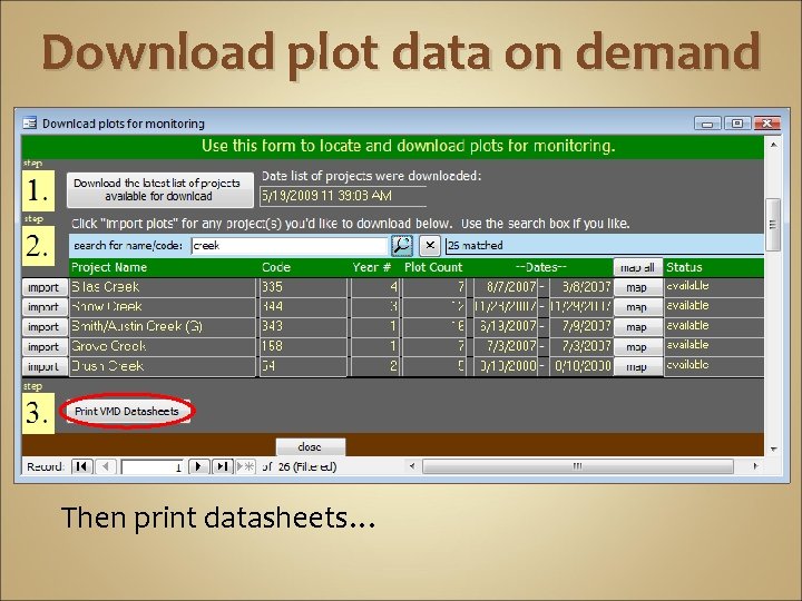 Download plot data on demand Then print datasheets… 