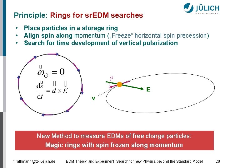 Principle: Rings for sr. EDM searches • Place particles in a storage ring • Principle: Rings for sr. EDM searches • Place particles in a storage ring •