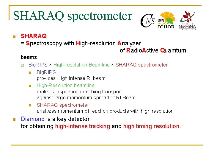 SHARAQ spectrometer n SHARAQ = Spectroscopy with High-resolution Analyzer of Radio. Active Quamtum beams