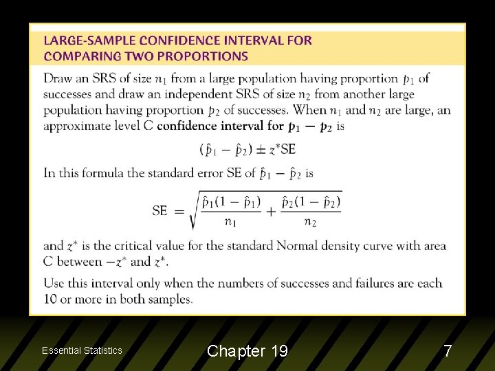 Essential Statistics Chapter 19 7 