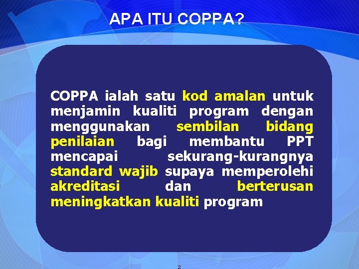COPPA Code of Practice for Program Accreditation GARIS