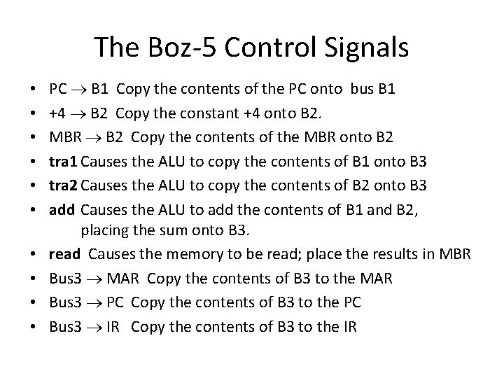 The Boz-5 Control Signals • • • PC B 1 Copy the contents of