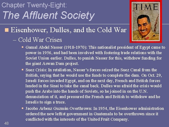 Chapter Twenty-Eight: The Affluent Society n Eisenhower, Dulles, and the Cold War – Cold