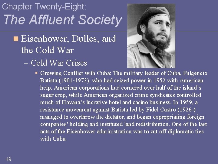 Chapter Twenty-Eight: The Affluent Society n Eisenhower, Dulles, and the Cold War – Cold
