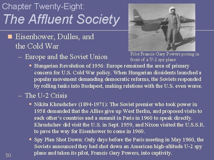 Chapter Twenty-Eight: The Affluent Society n Eisenhower, Dulles, and the Cold War – Europe