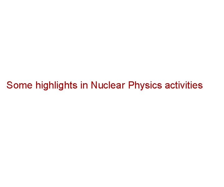 Some highlights in Nuclear Physics activities 