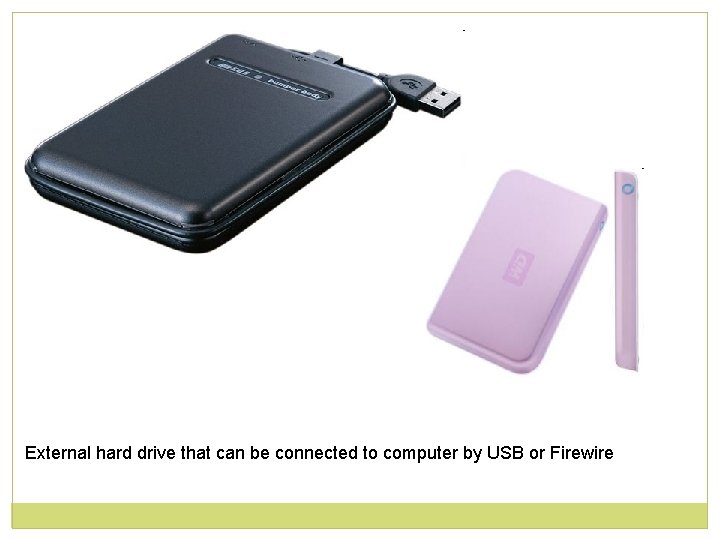 External hard drive that can be connected to computer by USB or Firewire 