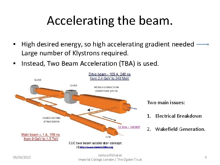 Accelerating the beam. • High desired energy, so high accelerating gradient needed Large number