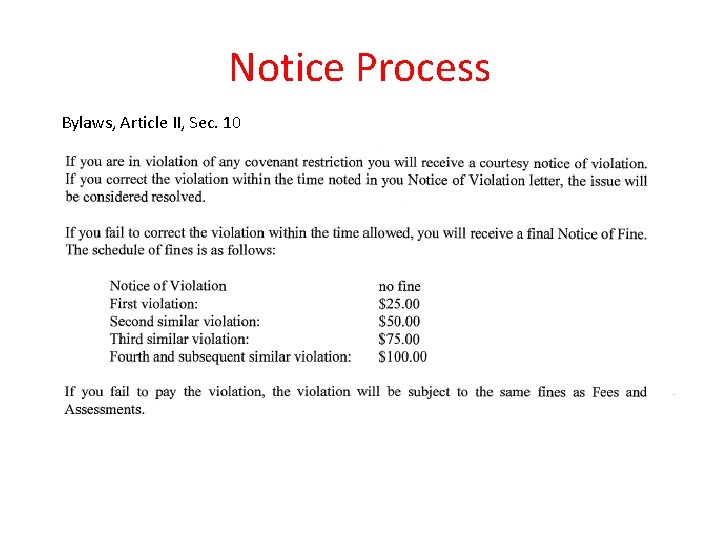 Notice Process Bylaws, Article II, Sec. 10 