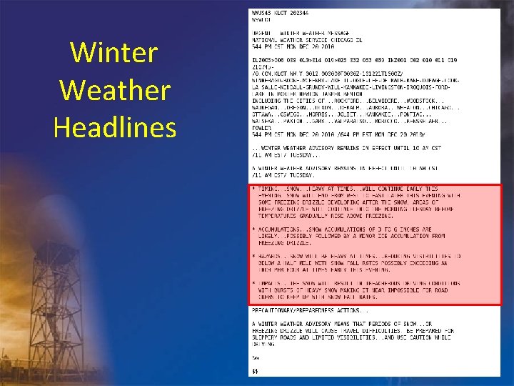 Winter Weather Headlines 